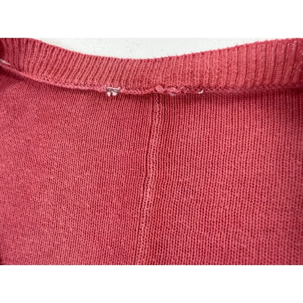 Sundance V-Neck Sweater Cece Women XL Red Cotton Acid Wash Boho Layering Artsy